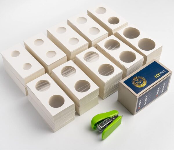 1000 Piece Assorted Size 2x2 Coin Flip coin holders - Also includes a Mini stapler!