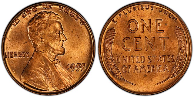 The most famous of all Lincoln penny errors, the 1955-P DDO features extreme doubling on all the writing located on the Obverse. The example above should serve as a visual guide. There's no second guessing when you've found this one. Any specimen should immediately be sent in for grading.