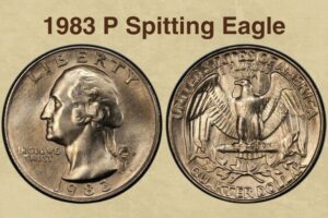 A die crack is the cause of the 1983-P Spitting Eagle variety of Washington Quarter. 