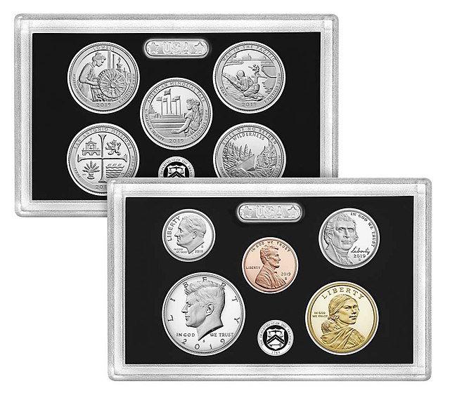 The US Mint produces different varieties of proof coins, offering a Silver Proof Set for coins that have a clad business-strike composition. A Silver Proof Set contains Dimes, Quarters, and Half Dollars all struck on a Silver Planchette while Cents, Nickels, and Dollars keep their normal composition.