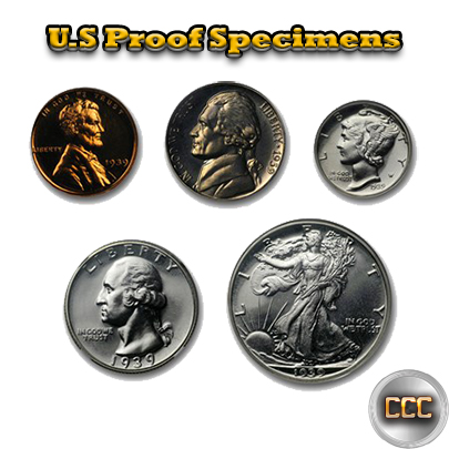 A proof coin set is a specially packaged example of each denomination of coin produced in a specific year by the US Mint. There are more than one variety of Mint Proof Sets as well, you can find Commemorative Proof Sets, Reverse Proof Sets, and Silver Proof Sets.