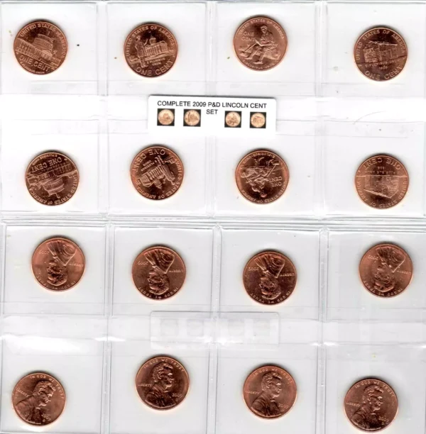 Complete 2009 P&D Lincoln Penny Set - 8 Coin Bicentennial Lincoln Cent Set - Brilliant Uncirculated Condition - Image 2