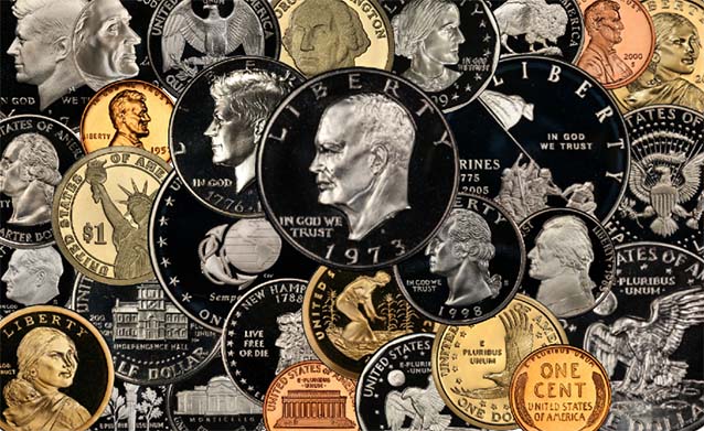 Proof Coins are a specially struck coin produced by the US Mint and isn't intended for normal circulation, rather they're sold in sets specifically for collectors to highlight a coins design features.